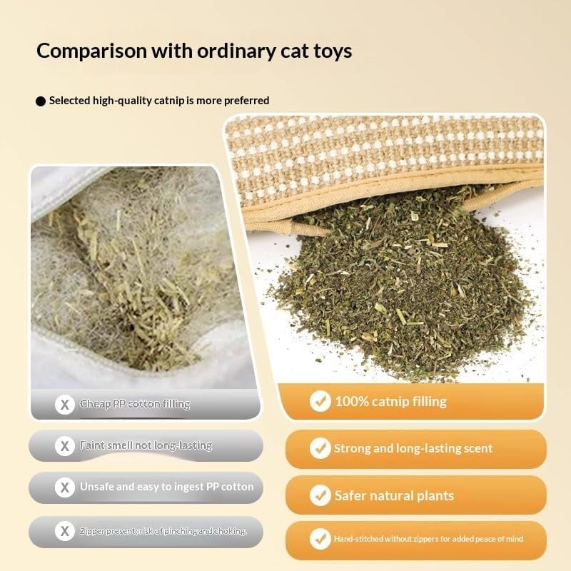 2/3 PCS Catnip Kicker Pillow (S/M), Wear-Resistant and Does Not Shed Shavings, Self-Entertainment Pillow, Interactive Cat Nip Kicker Toys for Anxiety Relief