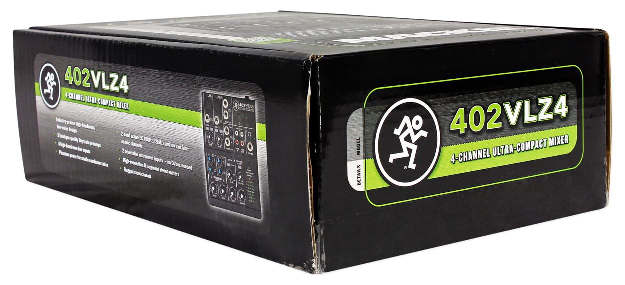 New Mackie 402VLZ4 4-channel Compact Analog Low-Noise Mixer + (2) XLR Cables