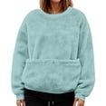 thumbnail image 2 of FUZHIQ Womens Plush Crew Neck Pet Carrier Sweatshirt Pet Pouch Top Cat Dog Kangaroo Pocket Warm Casual Pullover No Hood, 2 of 7