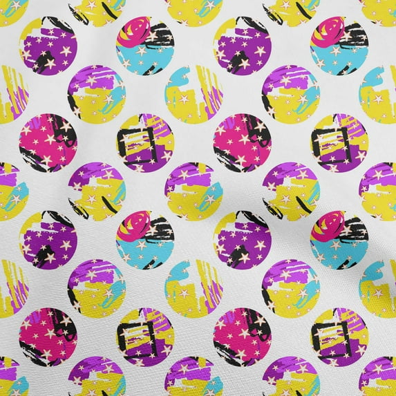 oneOone Viscose Jersey Yellow Fabric Abstract Galaxy Circle Fabric For Sewing Printed Craft Fabric By The Yard 60 Inch Wide