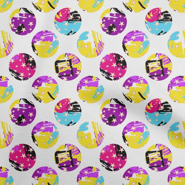 oneOone Cotton Cambric Yellow Fabric Abstract Galaxy Circle Craft Projects Decor Fabric Printed By The Yard 42 Inch Wide