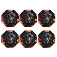 thumbnail image 2 of Pofeuu Colorful Floral Black Dog Print Leather Coasters Set of 6, Round Cups Mugs Mat Pad for Home Kitchen Heat Resistant Drink Coasters,Octagon, 2 of 7
