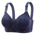 thumbnail image 1 of Gibobby Brasier deportivo para mujer Nuevo sujetador sexy de copa fina de jacquard grande con botonaduras y sin anillo de para mujer(Azul,42), 1 of 4