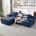 thumbnail image 5 of 96" Boneless Cloud Couch with Chaise, Modular Sectional Sofa for Living Room, No Assembly Required, Deep Seat Corduroy Couch, Blue, 5 of 8