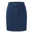 thumbnail image 6 of Agnes Orinda Women's Plus Size Denim Skirt Slash Pocket Elastic Waist Back Flared Vent Jeans Skirts 1X Dark Blue, 6 of 7