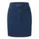 thumbnail image 5 of Falda de mezclilla para mujer de tallas grandes Agnes Orinda con bolsillos laterales, cintura elástica y abertura trasera, falda de jeans 1X azul oscuro, 5 of 7