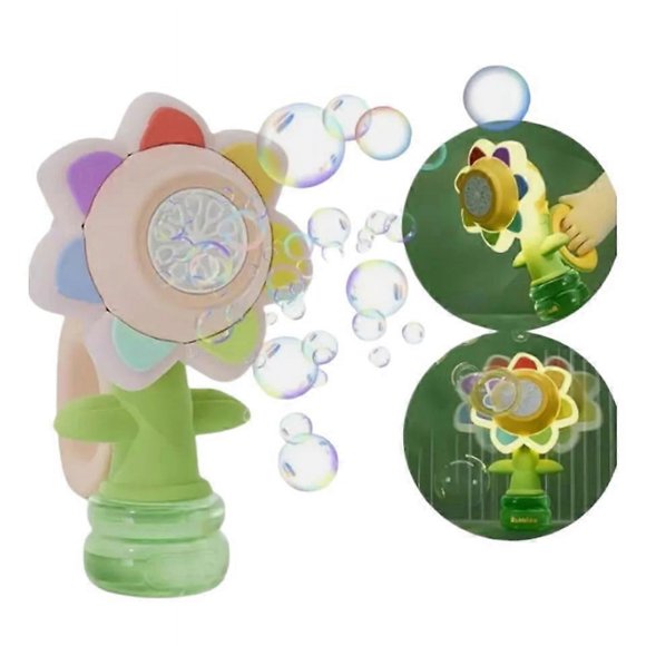 2024 New Seven-Color Flower Bubble Machine,Dancing Flower Bubble Machine for Kid