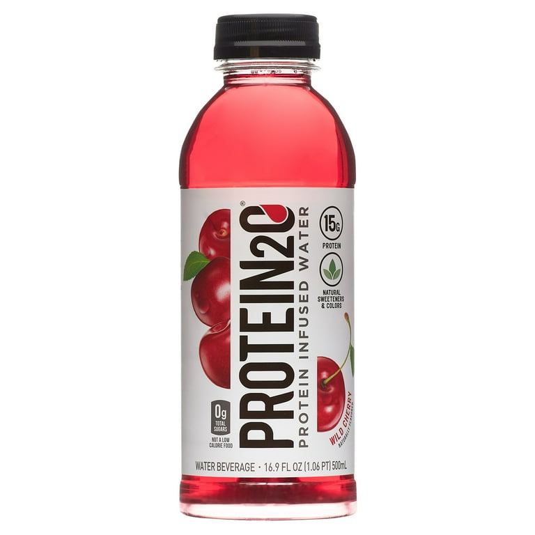 Protein2o 15g Whey Protein Infused Water, Wild Cherry, 16.9 oz Bottle (Pack  of 12) 