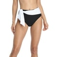 thumbnail image 1 of Women Swimming Shorts Color Block Belt High Waist Tankini Briefs, 1 of 6