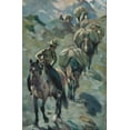 thumbnail image 2 of Rungius, Carl 11x14 Black Ornate Wood Framed with Double Matting Museum Art Print Titled - Ponies on the Trail, 2 of 4