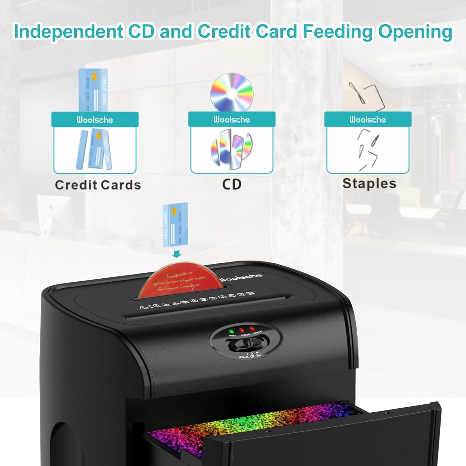 15-Sheet Cross Cut Paper Shredder – P-4 Security Level 4.76-Gallon Pull-Out Basket Shreds Paper/CD/Credit Card Jam Proof System for Office/Home