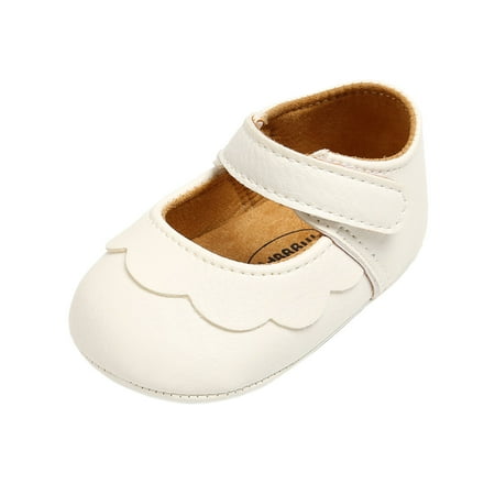 Puntoco Baby Girls Mary Jane Flats with Bownot Non Slip Soft Sole PU Leather Newborn Infant Toddler First Walker Cirb Dress Shoes Kids Shoes Clearance