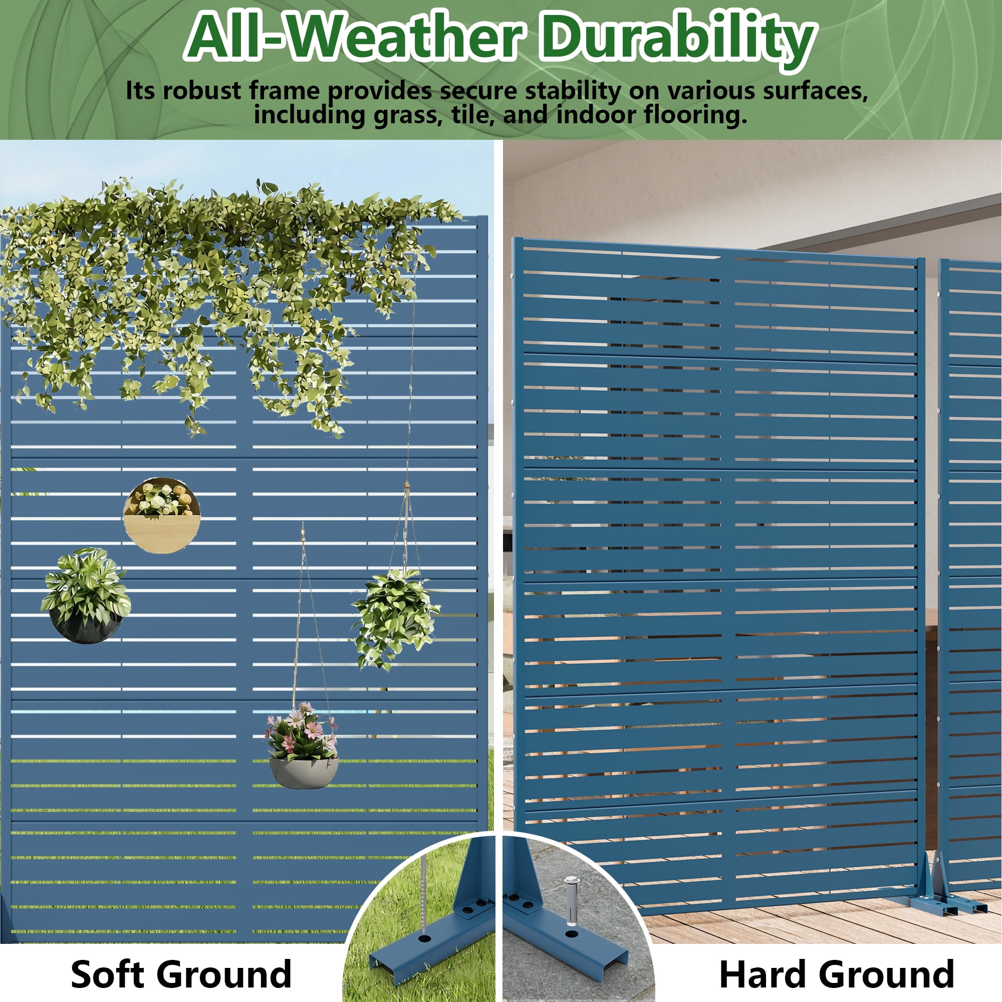 Metal Privacy Metal Screen Fence Panel Set of 2