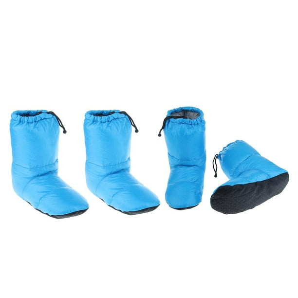 Down Insulated Bootie Duck Thermal Slippers Socks Soft Footwear Waterproof House Slippers Booties Blue XL