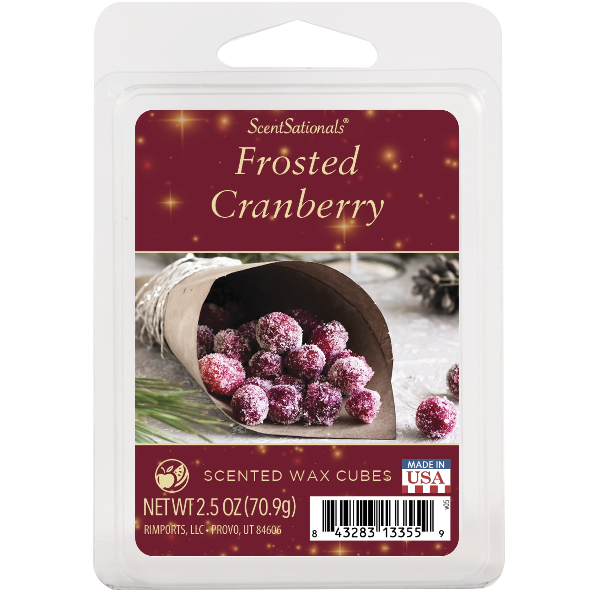 Frosted Cranberry Scented Wax Melts, ScentSationals, 2.5 oz (1-Pack)