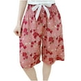 thumbnail image 2 of Ndbuld Women's Bermuda Shorts Jersey Shorts with Deep Pockets Women's Printed Shorts Thin Casual Sleepwear Shorts Home Shorts Sports Wearable Shorts Hot Pink Free Size, 2 of 3
