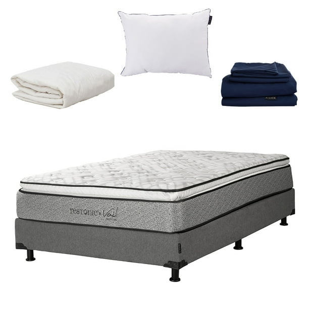 Colchón Matrimonial Vail +Box + Almohada One + Protector Ultra + Sábanas Softy