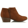 thumbnail image 3 of Soda Mug Cognac Closed Rounded Toe Side Zipper Stacked Heel Ankle Fashion Boots (Cognac, 8.5), 3 of 5