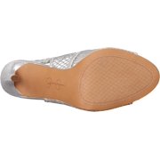Jessica Simpson Jaisey Clear/Silver Peep Toe Slingback Stiletto Heeled Sandals (Clear/Silver, 8)
