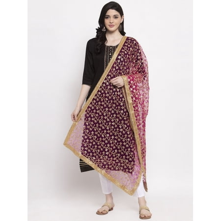 eloria Woman's Indian Ethnic Chunni, Net Red Dupatta, Stole, Scarf Shawl Wrap