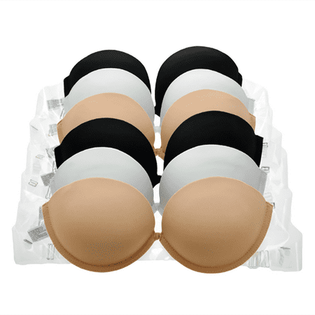 Unibasic Women Invisible Clear Convertible Straps Push Up Nylon Bra - 6 Pack