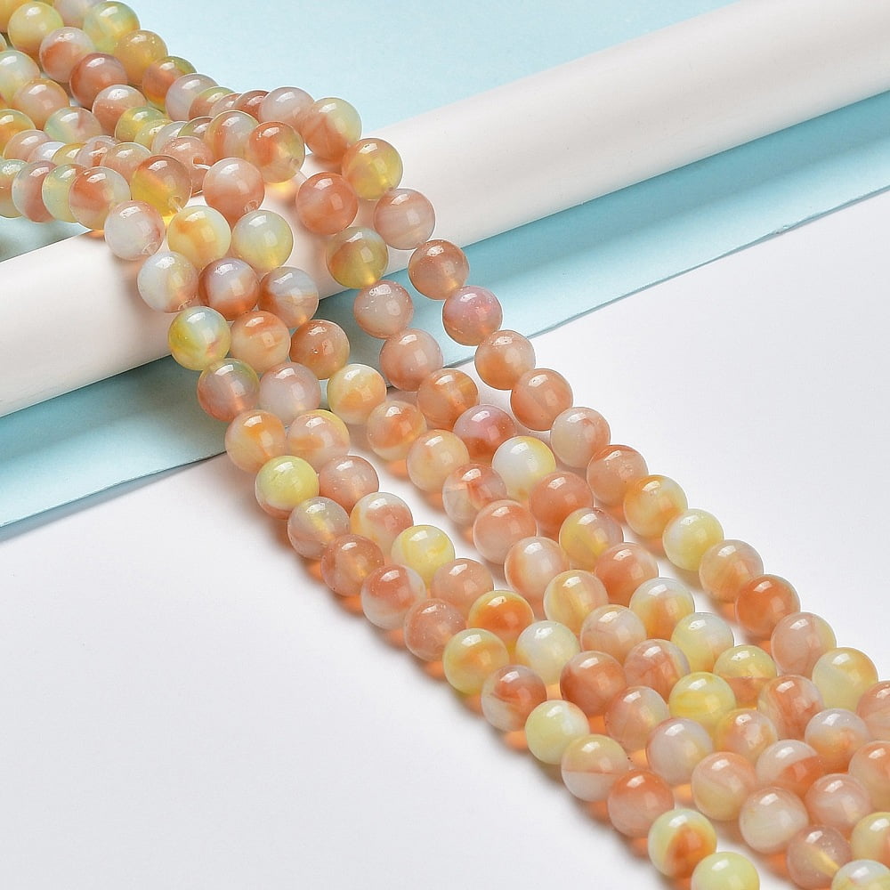 Glass Round Beads Strands Imitation Stones Round Sandy Brown 8~8.5x8mm Hole: 1mm about 46~52pcs/strand 14.17''~15.35''(36~39cm)