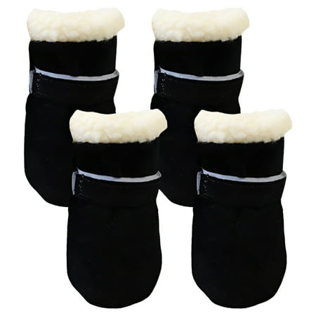 TELOLY 4Pcs Dog Shoes High Warmth Dog Boots Comfort Design Dog Winter Boots Black L