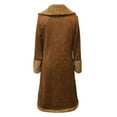 thumbnail image 4 of Wutalume Women's Retro Western Denim Trench Coat with Plush Fleece Insulation, Fashionable and Warm Jacket for Casual Outings and Winter Comfort,Camel L, 4 of 8