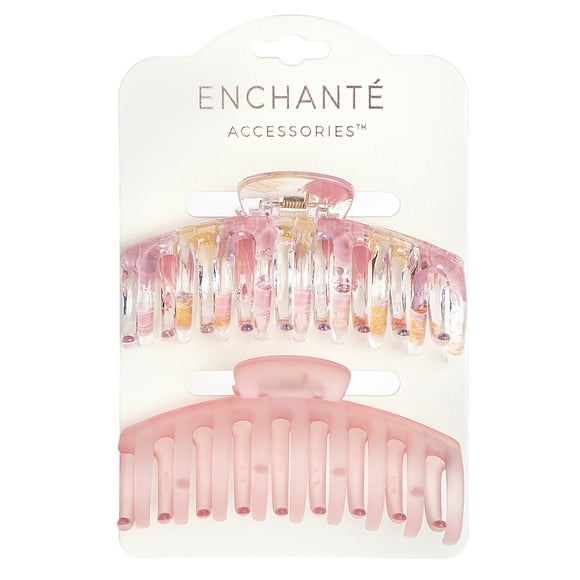 Enchante Wide-Curved No-Slip Claw Clips, Multicolor & Peach Painted, 2 Ct