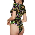 thumbnail image 3 of Gaeub Mardi Gras3 Women'S Short Sleeve One Piece Swimsuit Sexy High-Waisted Bodysuit For Swimming, Beach, Sports - Xx-Large, 3 of 9