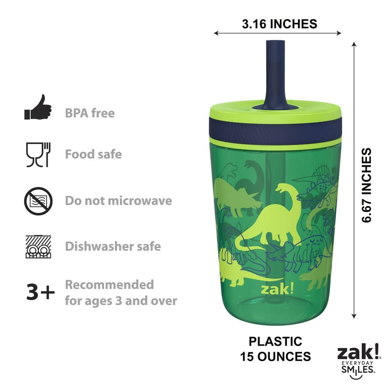 Zak Designs Campout and Camping Kelso Tumbler Set, Leak-Proof Screw-On Lid with Straw, Bundle for Kids Includes Plastic and Stainless Steel Cups