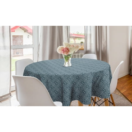 

Abstract Round Tablecloth Pattern of Optical Illusion Like Labyrinth Geometrical Shapes Illustration Circle Table Cloth Cover for Dining Room Kitchen Decor 60 Slate Blue White by Ambesonne
