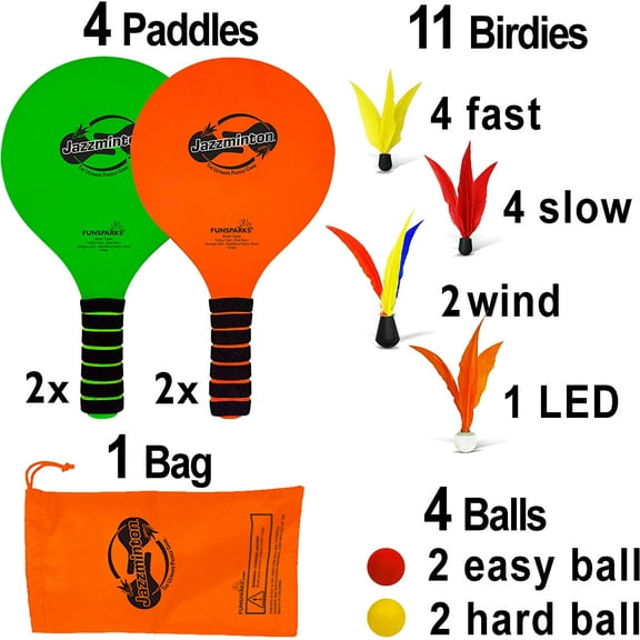 Ultimate Paddle Ball Game Set for 4 Players - Outdoor Badminton for Kids, Teens, Adults & Families