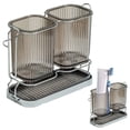 thumbnail image 2 of 2 Cups Tooth Brushing Holder, Loetky Bathroom Organizers With Detachable Drain Tray For Toothpaste, Razors, Toothbrush, Storage Caddy Countertop, Kitchen Utensil Holder, A Drainer (With Two Cups), 2 of 6