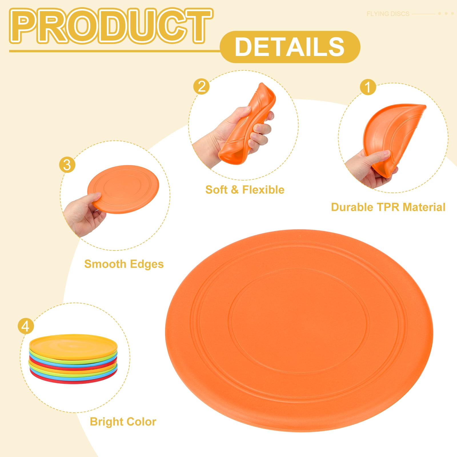 Uxcell Flying Disc, Soft Silicone Colorful Flying Disk Flyer for Outdoor Sports Training Playing Lawn Game Orange