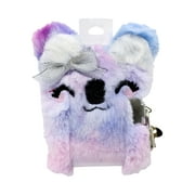 Claire's Girls Fluffy Purple, Blue, and Pink Tie Dye Koala Blank Diary, 100 Pages, Children's