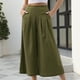 thumbnail image 3 of Pantalones sueltos para mujer, pantalones casuales con piernas anchas, cintura plisada, pantalones tobilleros con bolsillos para mujer OD Green S, 3 of 6