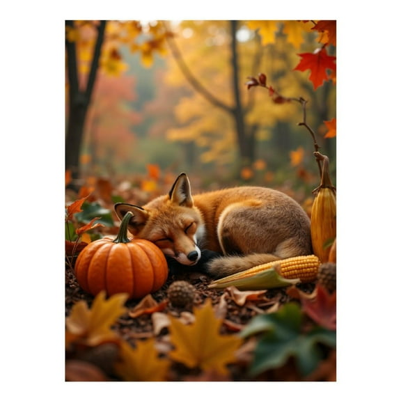 Diamond Art Kit for Adults, Autumn Fox Resting Among Leaves Diamond Painting for Adults Beginners, DIY Diamond Art Painting Kits, 5D Diamond Painting Crafts for Home Decor 12x16 Frameless