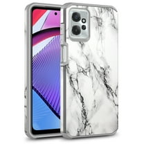 Rosebono Compatible With Motorola Moto G Stylus 2023 Case Slim Hybrid Shockproof Hard Cover Graphic Fashion Colorful Skin Cover Armor Case for Motorola Moto G Stylus 2023 (White Marble)