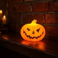 thumbnail image 5 of Halloween Pumpkin Dedorations Indoor Outdoor, Mini Pumpkin Night Light, Weather Resistant Small Pumpkin Figurine for Desk Shelf Halloween Party Indoor Home Decorations 4.72*3.94in 1pack, 5 of 7