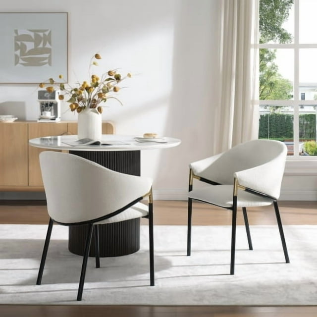Upholstered Dining Chairs Set of 2, Modern Padded Chairs with Metal Legs, Contemporary Side Chairs for Kitchen, Dining Room, and Living Room, Gray Set