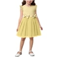thumbnail image 2 of MKOSPLRT Girls Flutter Sleeve Tulle Dresses Cute Bowknot Midi Tutu Dress Ruffle A Line Pageant Birthday Party Gowns Kids Easter Outfits Yellow 0-1 Years, 2 of 5