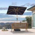 thumbnail image 3 of PURPLE LEAF 6' x 9' Patio Umbrella with Base Market Umbrella Rectangular Outdoor Umbrella with Push Button Tilt & Crank and 8 Ribs Aluminum Table Umbrella for Pool Backyard Beach, Taupe, 3 of 7