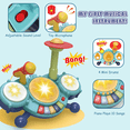 thumbnail image 2 of Richgv Kids Drum Set Musical Toys for 1 Year Old Boys Girls, Baby Educational Instruments with Piano Microphone, Light up Learning Toys for Toddlers, 2 of 7