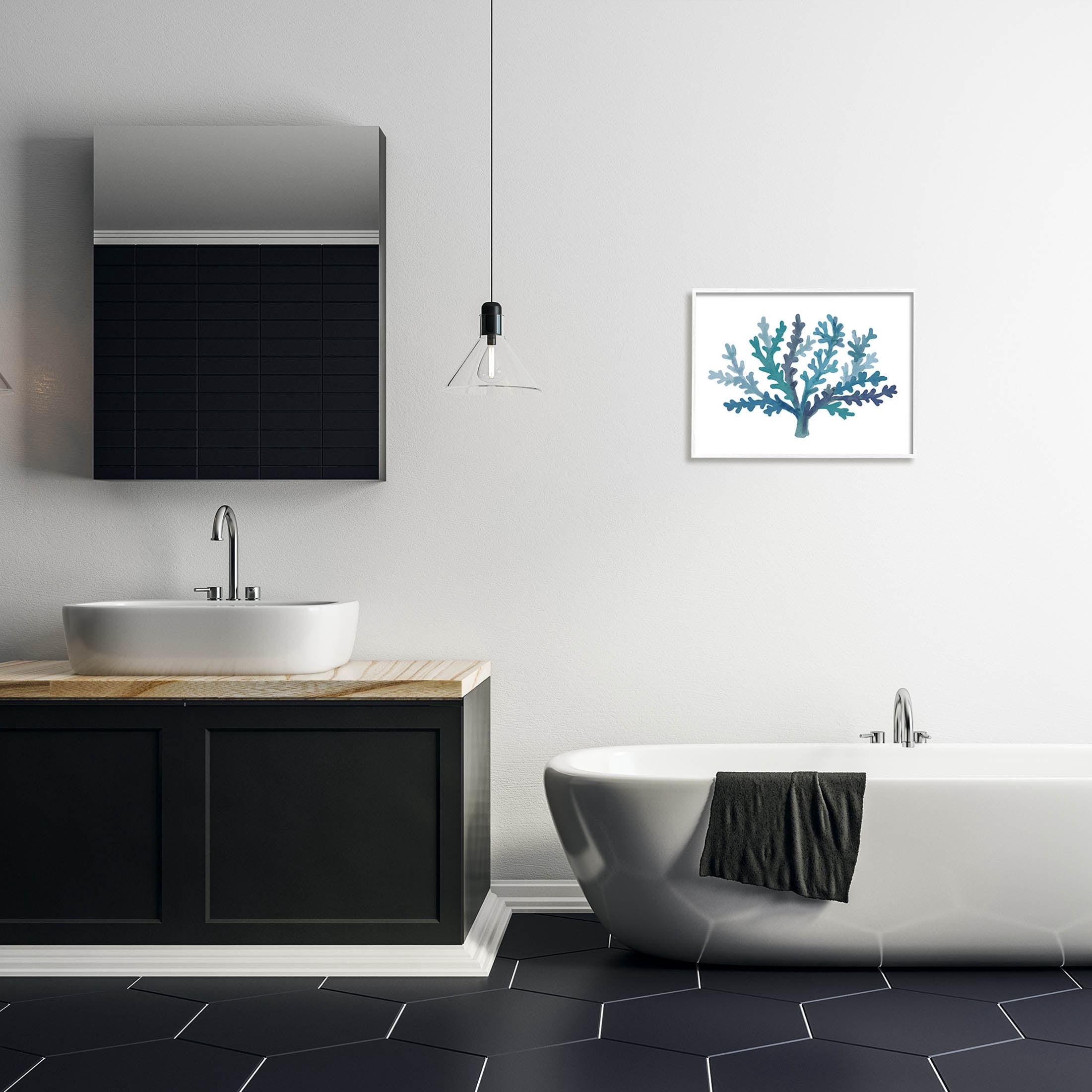 Stupell Industries Casual Blue Aquatic Coral Graphic Art White Framed Art Print Wall Art, Design by Nina Muis Surface Design