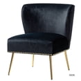 thumbnail image 2 of Velvet Accent Chair with Golden Legs, Comfortable Cushion Vanity Side Chair for Bedroom Living Room, BLUE, 2 of 9