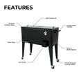 thumbnail image 5 of Permasteel 80-Qt Classic Outdoor Steel Patio Cooler on Wheels, Beverage Rolling Cart, Black, 5 of 10