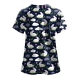 thumbnail image 7 of GEWSEY Scrubs for Women Tops Easter Print Shirt V Neck Cartoon Pattern Short Sleeve Nursing Uniform with Pockets (Dark Blue, 3XL), 7 of 7