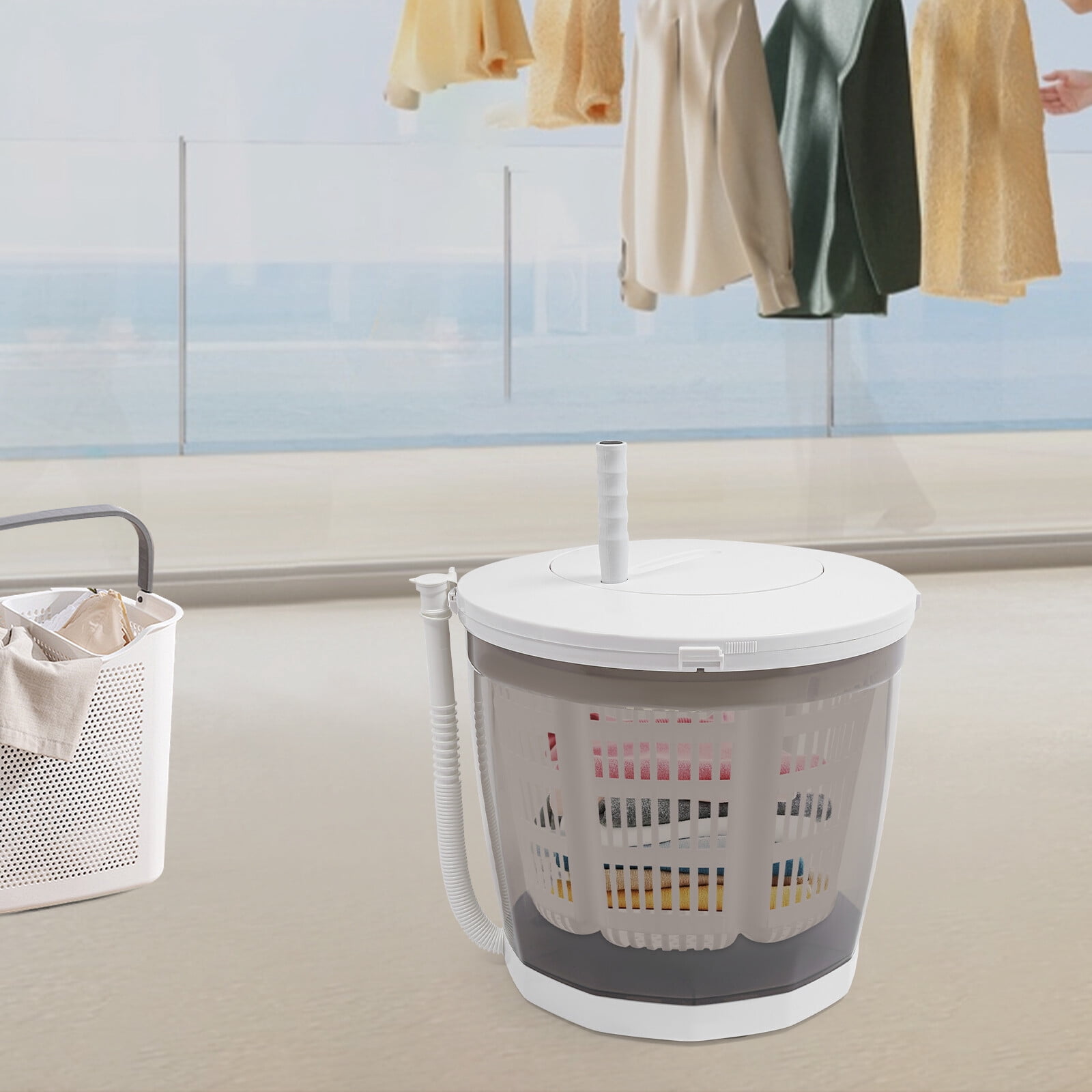 1 PCS 2 in 1 Manual Washing Machine, Compact Washer Spin Dryer, Hand Washer, 35*32cm/13.8*12.6in