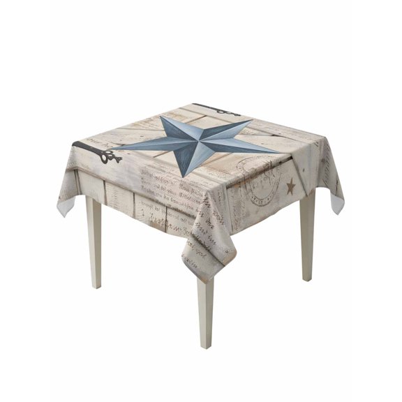 Texas Star Vintage Suqare Tablecloth - 60 x 60 Inch, Navy Blue Retro Berry Wooden Waterproof & StainResistant Tablecloth, Washable Oil-proof Table Cover for Dining/Party/Wedding/Camping/Buffet